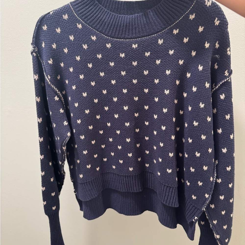 Navy Blue Patterned Women's Sweater